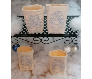 Stickserie ITH - Schneemann Redwork Lichtbeutel